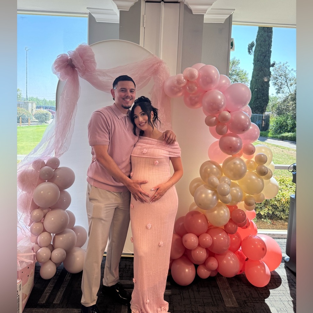 Meshki Blush Pink Off-Shoulder Maxi Dress